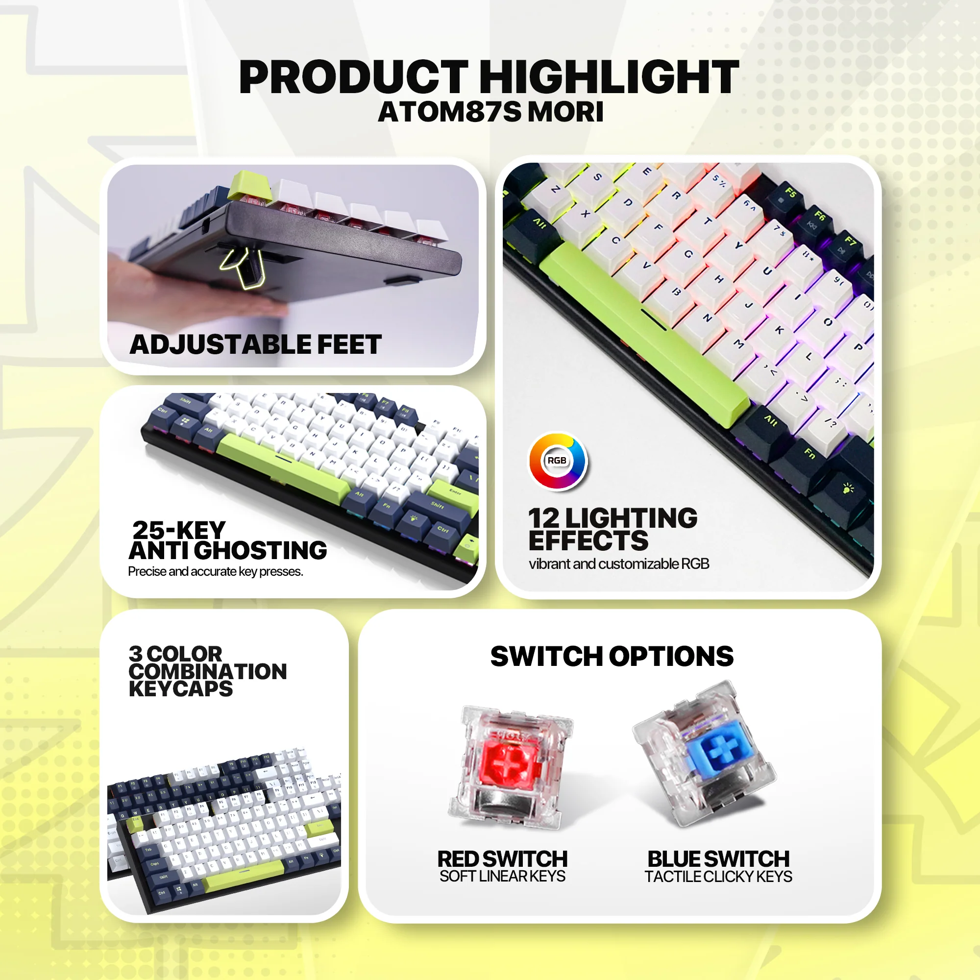 Fantech MK877S ATOM87S Mechanical Gaming Keyboard MORI Edition - Black Fantech MK877S ATOM87S Mechanical Gaming Keyboard MORI Edition - Black